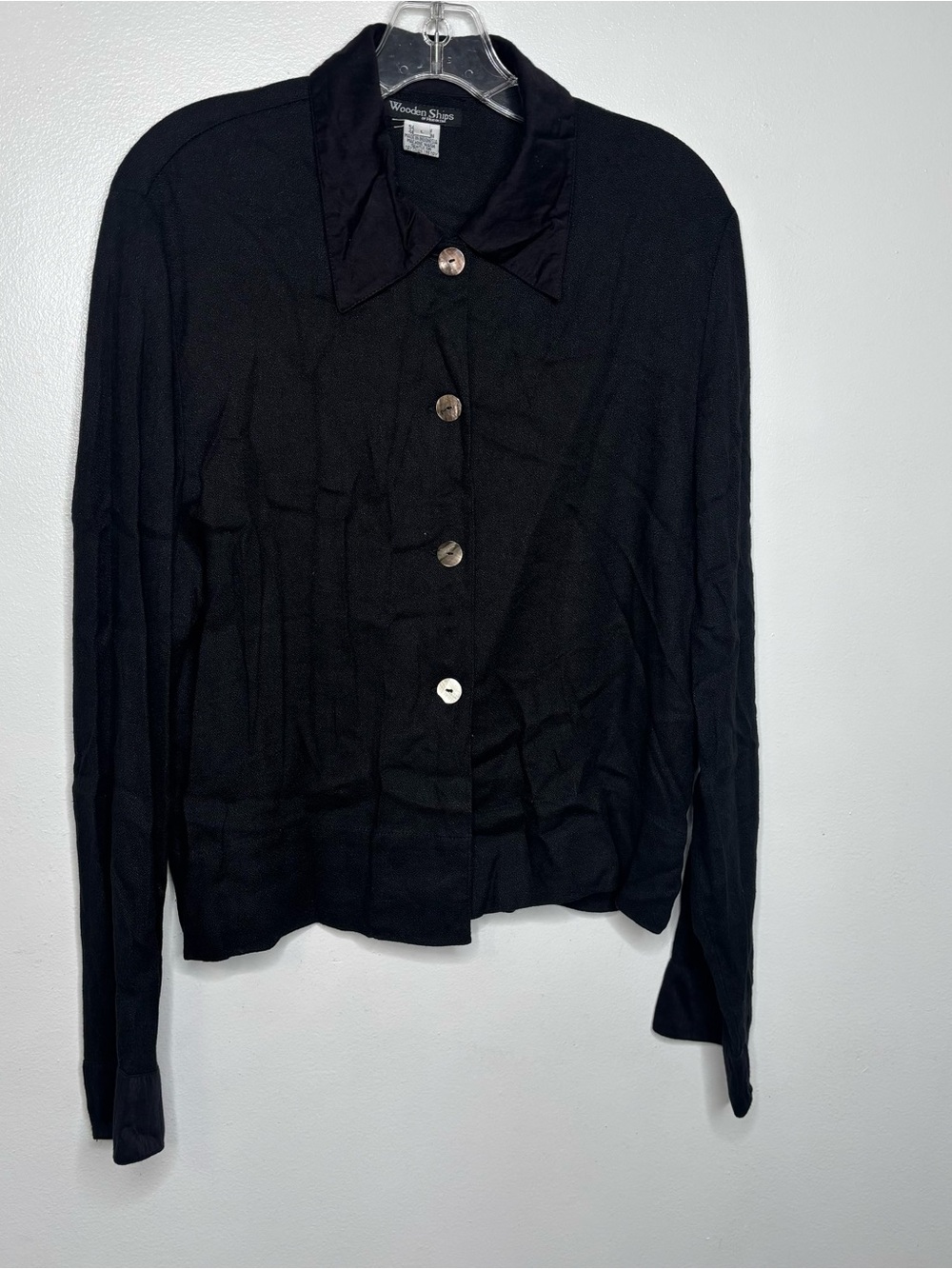 Wooden Ships Button Down Linen Blend Collared Long Sleeve Topper Sz Large